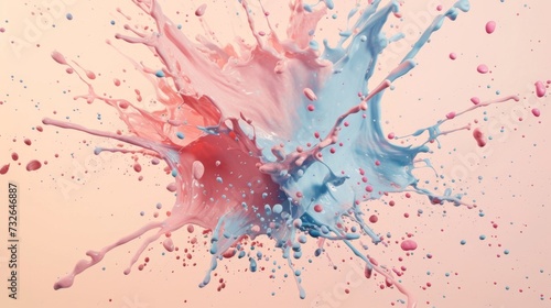 Pastel color paint splash on bright background. Vibrant sensitive color combination. Abstract artwork expression