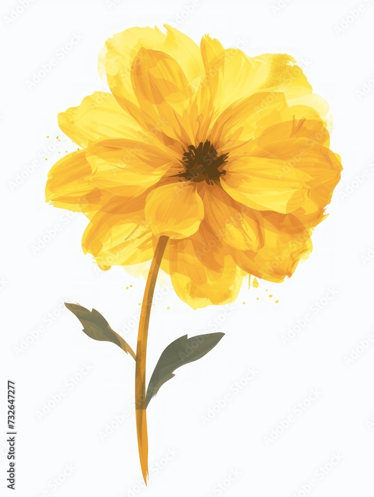 Yellow Dahlia Flower Illustration Generative AI Yellow Dahlia Flower Illustration Generative AI
