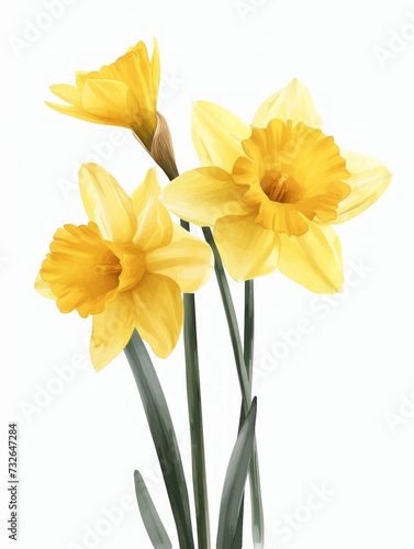 Yellow Daffodil Flower Illustration Generative AI