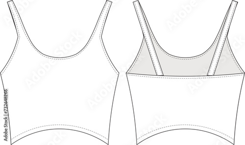 shoulder straps strappy u neck scoop neck sleeveless template technical drawing flat sketch cad mockup fashion woman design style model
