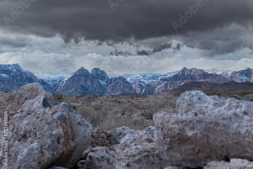Wallpaper Mural snow capped mountains with storm clouds Torontodigital.ca