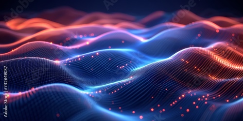 Abstract Surface with Wavy Lights Generative AI