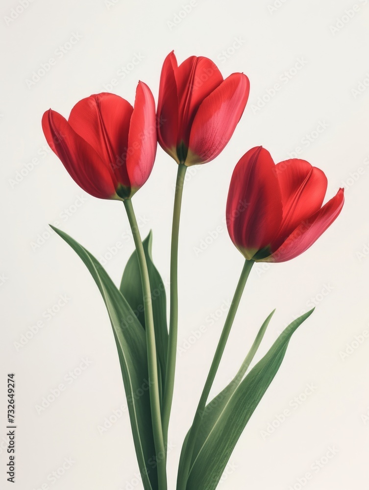 Minimalist Illustration of Red Tulip and Group of Flowers Generative AI Minimalist Illustration of Red Tulip and Group of Flowers Generative AI