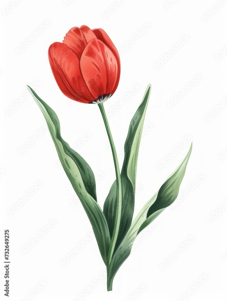 Minimalist Illustration of Red Tulip and Group of Flowers Generative AI Minimalist Illustration of Red Tulip and Group of Flowers Generative AI