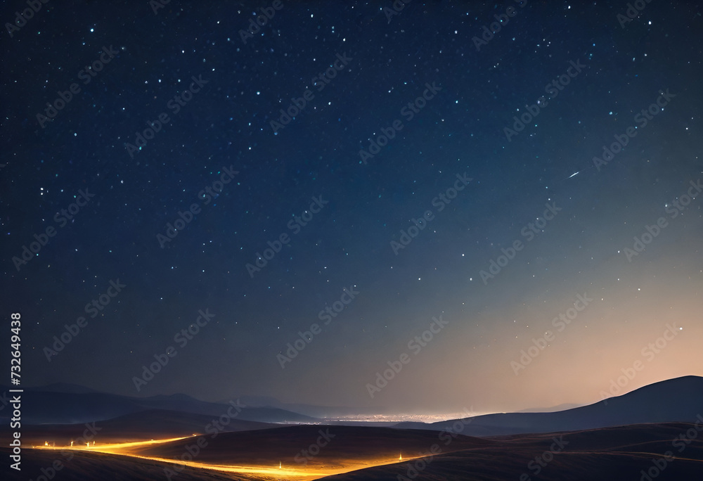 clear sky at night with bright stars in minimal style