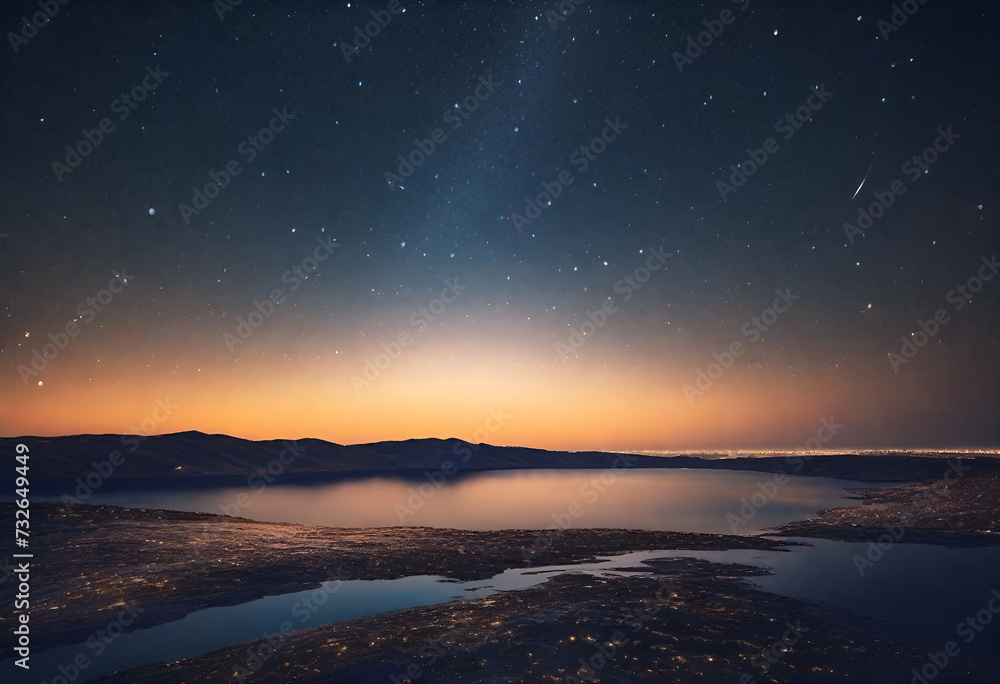 clear sky at night with bright stars in minimal style