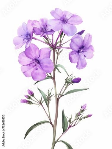 Purple Phlox Flower Group Illustration Generative AI