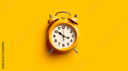 A vintage alarm clock set against a bold yellow background, evoking nostalgia and retro charm.