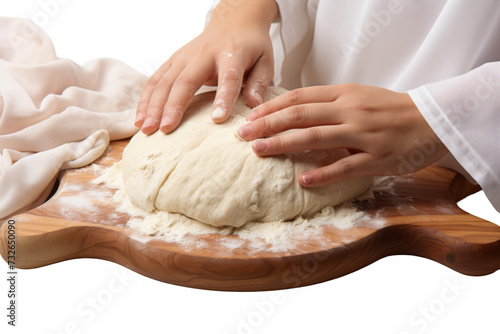 Close-Up of Hands Rolling Dough to Prepare Traditional Dish - Isolated on Transparent Background