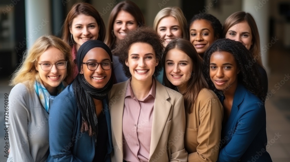 People in portrait hug and happy team work together and professional group collaboration Generative AI People in portrait hug and happy team work together and professional group collaboration Generative AI