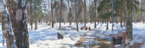 Wallpaper Mural rain on glass, abstract landscape view early spring and rain behind a transparent window with raindrops Torontodigital.ca