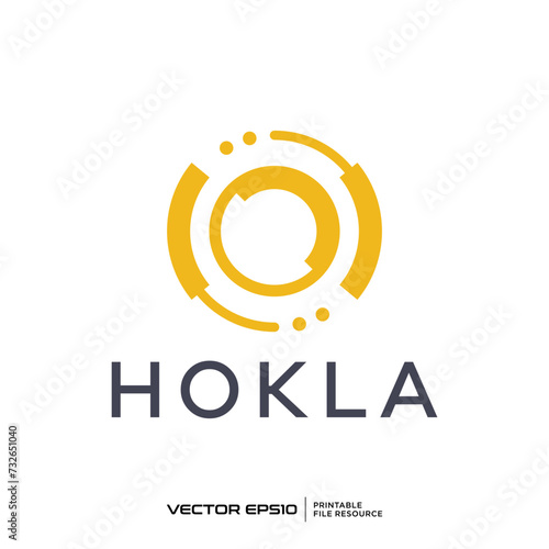 Circle and technology logo vector illustration