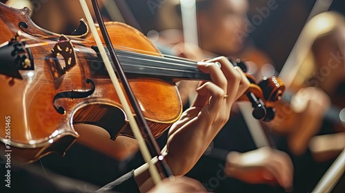 Musical brilliance: Violinist spotlight against a dark background