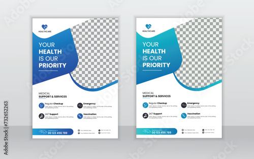 Corporate healthcare and medical flyer  layout template,

