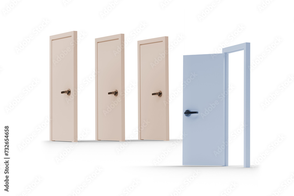 Concept of choice with many doors opportunity - 3d rendering Concept of choice with many doors opportunity - 3d rendering