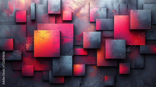 Abstract background 3d multicolored geometric shapes, saturated colors, modern abstract art photo