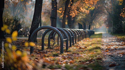 Stainless steel bike stand in the park