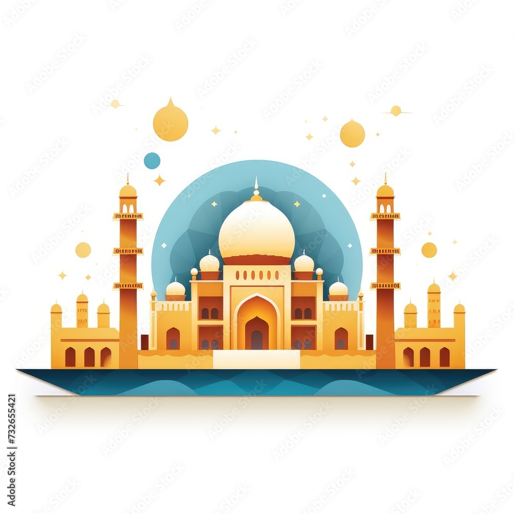 Ramadan kareem flat background illustration for Islamic greeting card