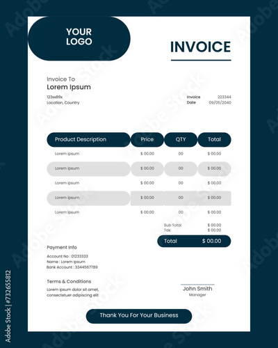 Vector professional and modern business invoice bill template
