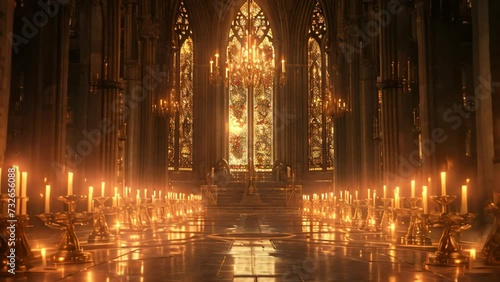Gilded Sanctum: Ethereal Cathedral Ambiance. Generative ai