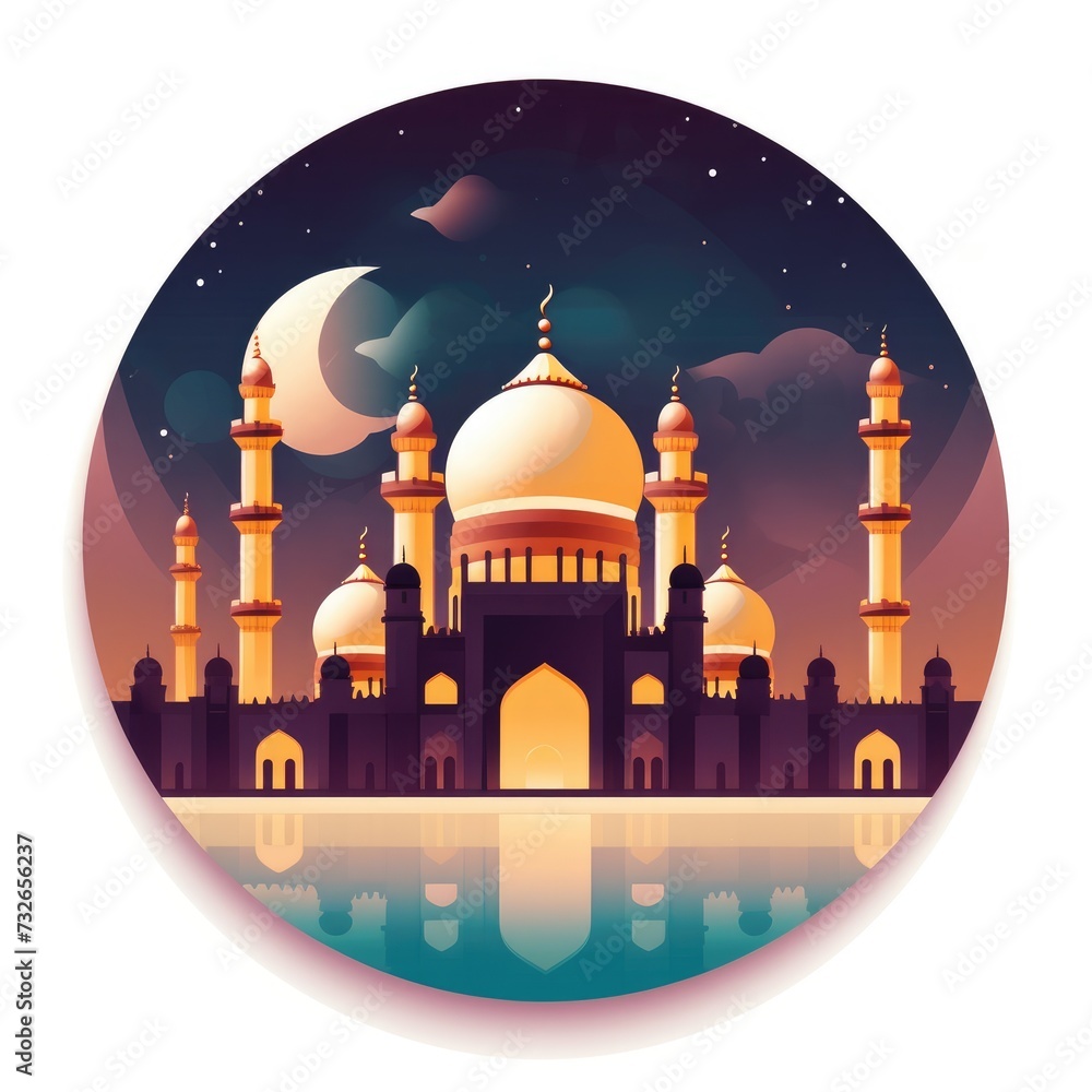 Background flat illustration for Islamic greeting card design in Ramadan kareem