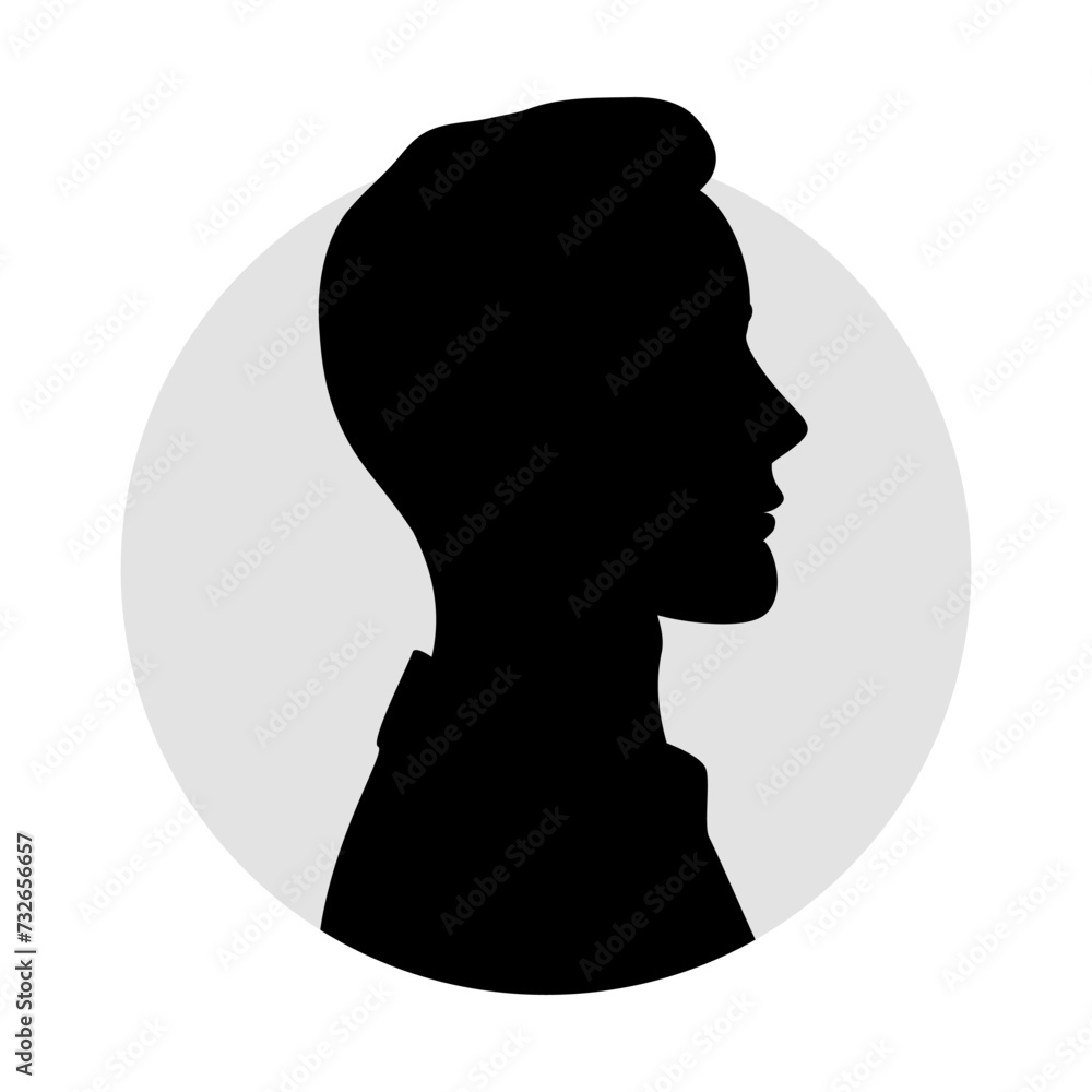 Male profile, silhouette, avatar or profile of unknown anonymous people. Man