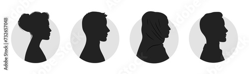 Male and female profiles, portraits, silhouettes, avatars or profiles of unknown anonymous people.