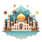 Flat style background illustration for Islamic greeting card during Ramadan kareem