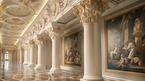 Ethereal Elegance: Roman Pillar in Baroque Splendor. Generative ai photo