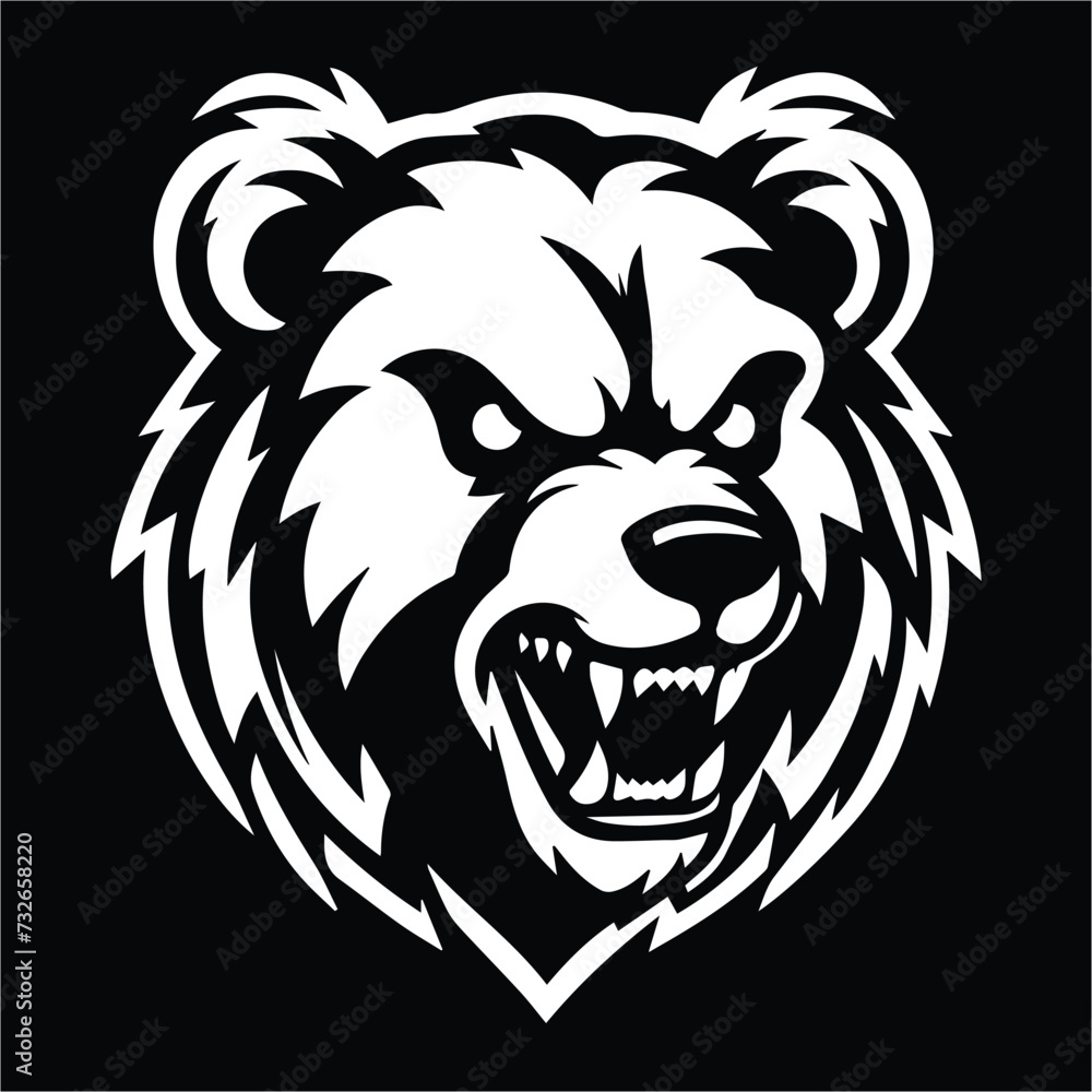 bear head , Angry Bear head silhouette design