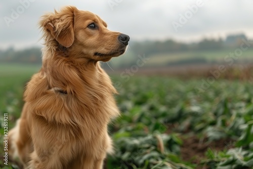 dog standing in field