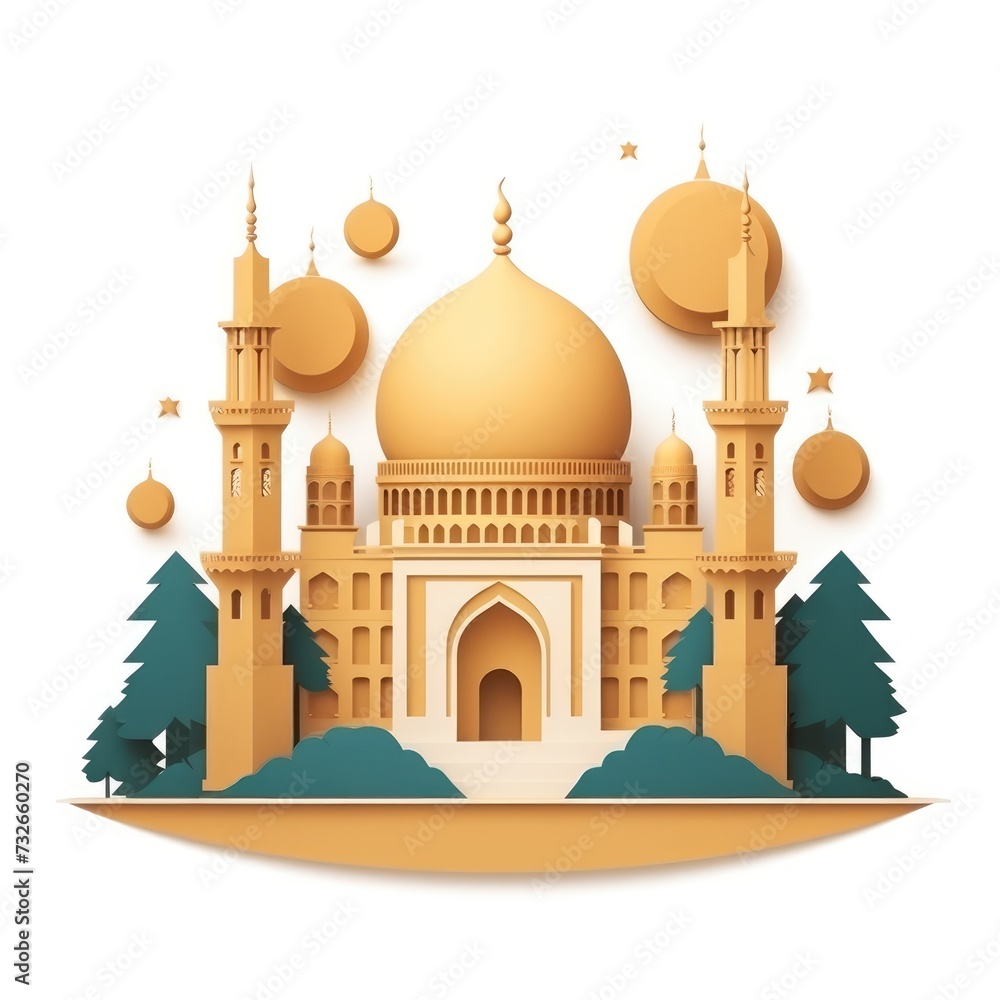 Ramadan kareem flat background illustration for Islamic greeting card crafting