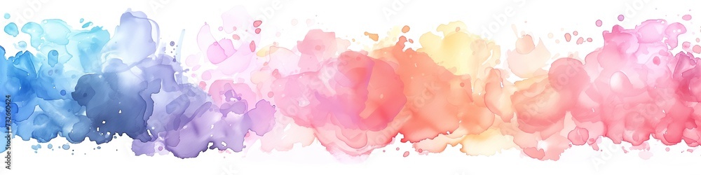 Abstract watercolor background with a spectrum of colors reminiscent of rainbow smoke, horizontal banner, print, wallpaper, screensaver