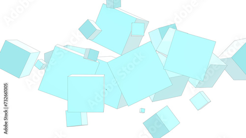 Кубики синего цвета на прозрачном фоне. формат png. 3D рендеринг.