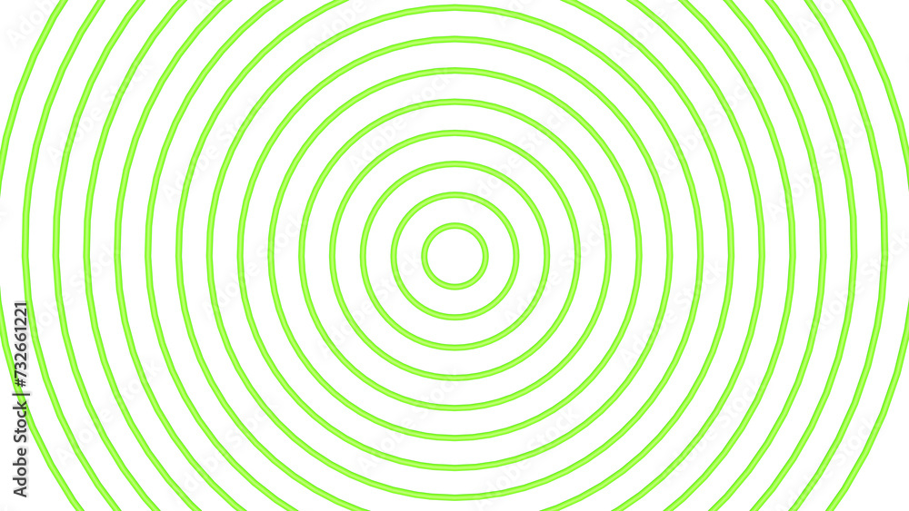 Green neon, green circles on a transparent background, line of a flying energy wave. Spiral portal, tunnel. 3D render png.