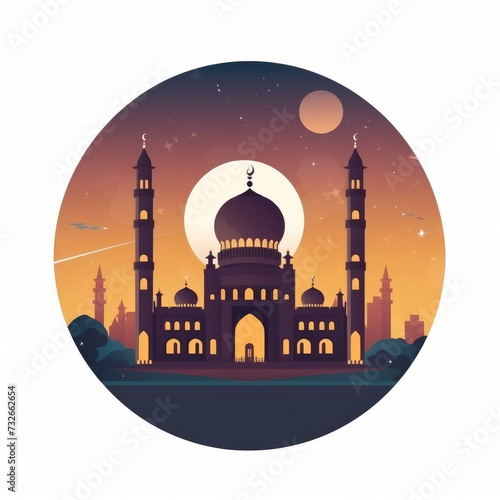 Background flat illustration for Islamic greeting card creation during Ramadan kareem