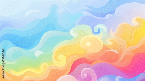 Paper abstract background of pastel rainbow colors in the form of waves, background for advertising the game