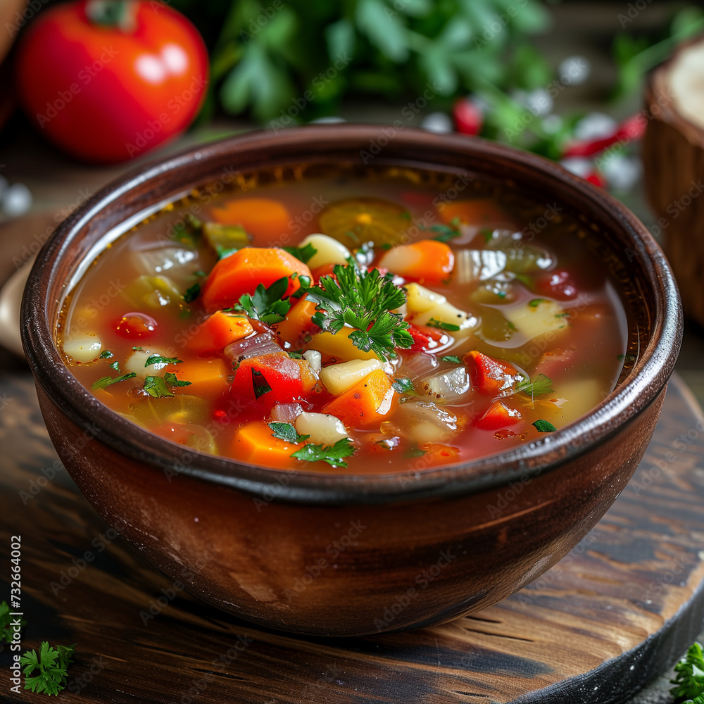 Hearty Nutritious Vegetable Soup Bowl