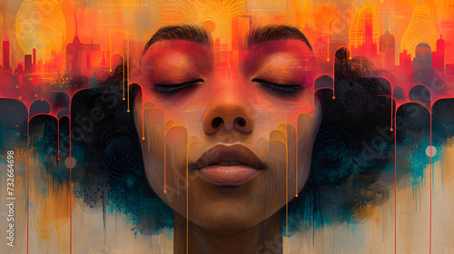 Harmony of Joy: A Symphony of Abstraction and Illustration in Bright Colors created by AI