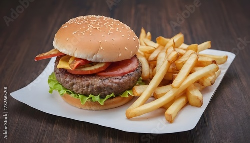 hamburger with french fries