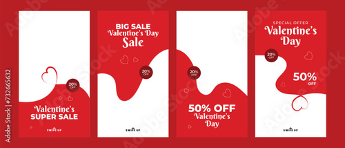 valentine day big sale discount social media post instagram stories template. editable instagram story collection 