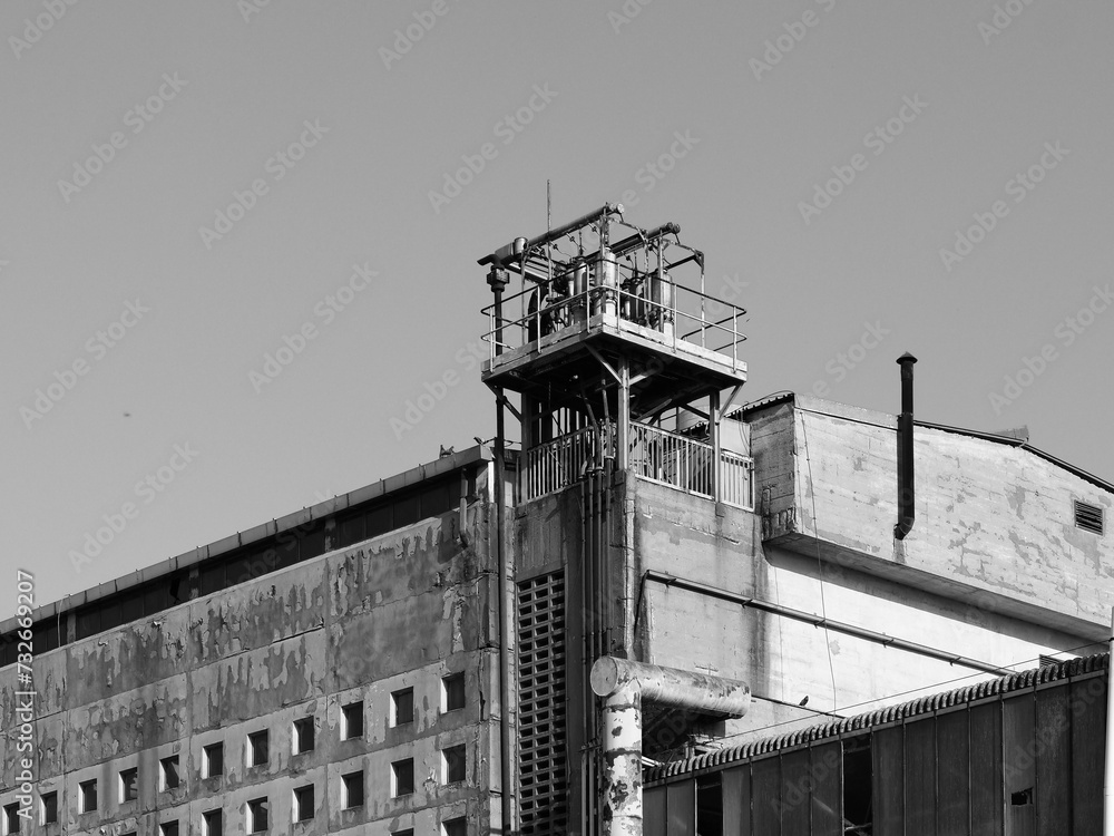 abandoned factory ruins in black and white abandoned factory ruins in black and white