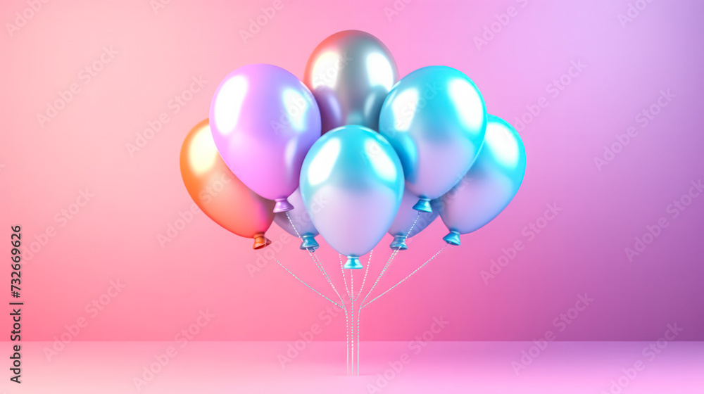 A vivid set of realistic matte helium balloons floats against