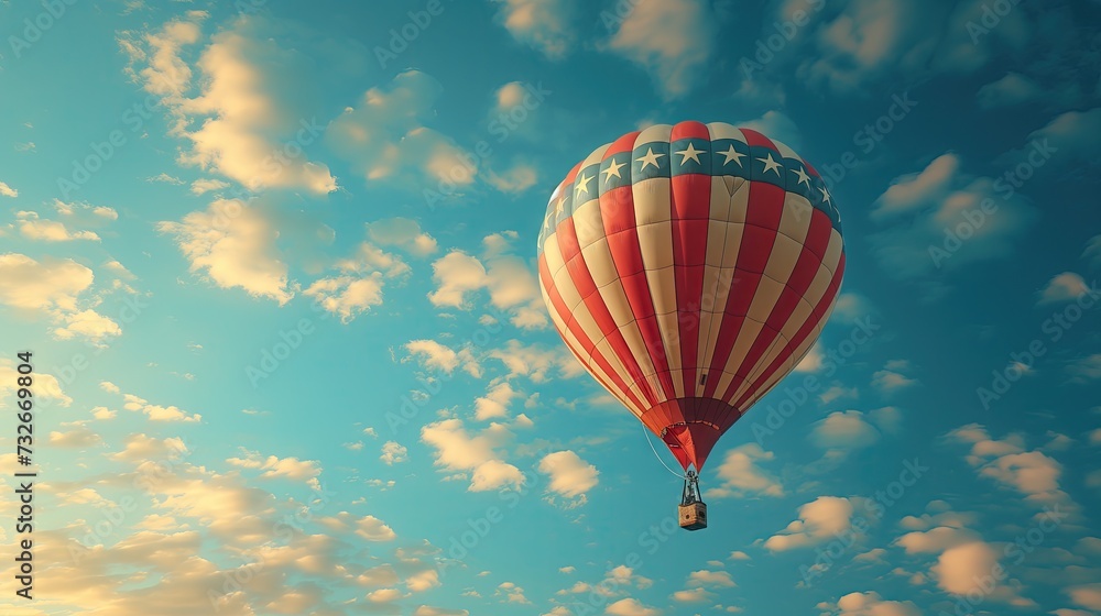 Fototapeta premium Colorful Hot Air Balloon Painted with Stars and Stripes for Independence Day