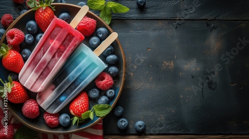 Classic Red, White, and Blue Popsicle Melting on Summer Picnic Table