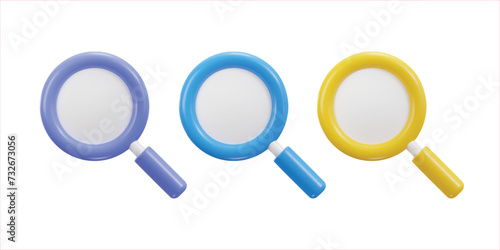 3d Magnifying glass on SEO icon set