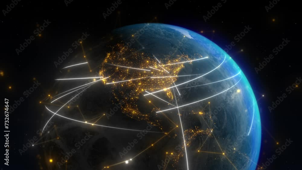 Concept animation visualization of the Earth northern hemisphere ...