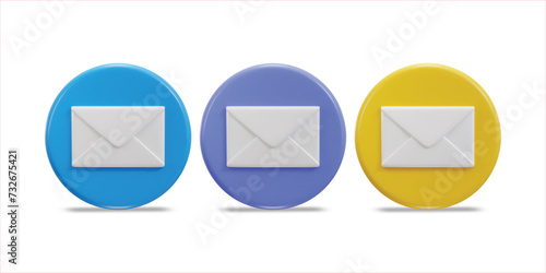 email envelope 3d vector icon set