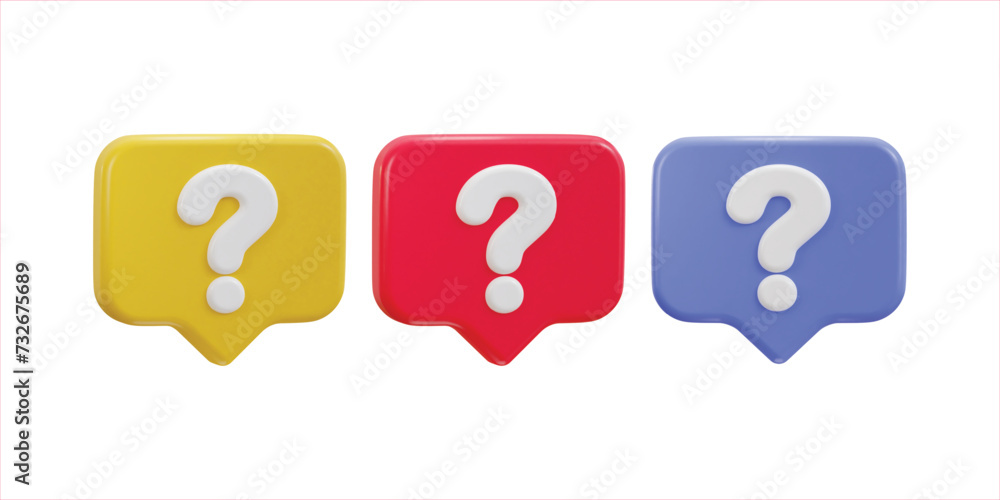 3d question Mark in Bubble Speech Sign Icon set 3d question Mark in Bubble Speech Sign Icon set