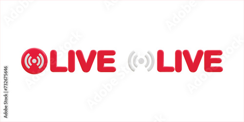 3d social media live streaming icon set